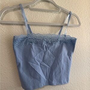 Blue Lace Trim Women's Top